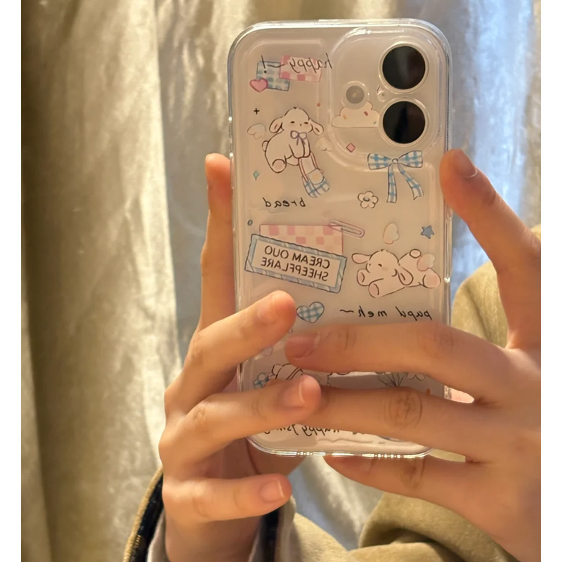 蓝色蝴蝶结小兔适用苹果16promax手机壳iphone14PRO华为mate60pro透明Pura70荣耀300女reno13保护套S20小米15