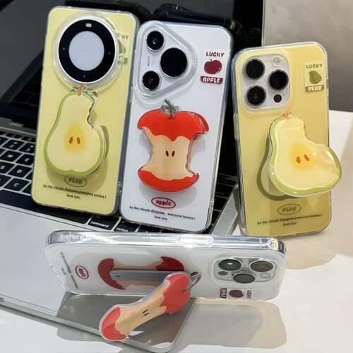 苹果梨子支架适用苹果16promax手机壳iphone14华为mate60pro奶油Pura70荣耀300女reno13保护套vivos20小米15