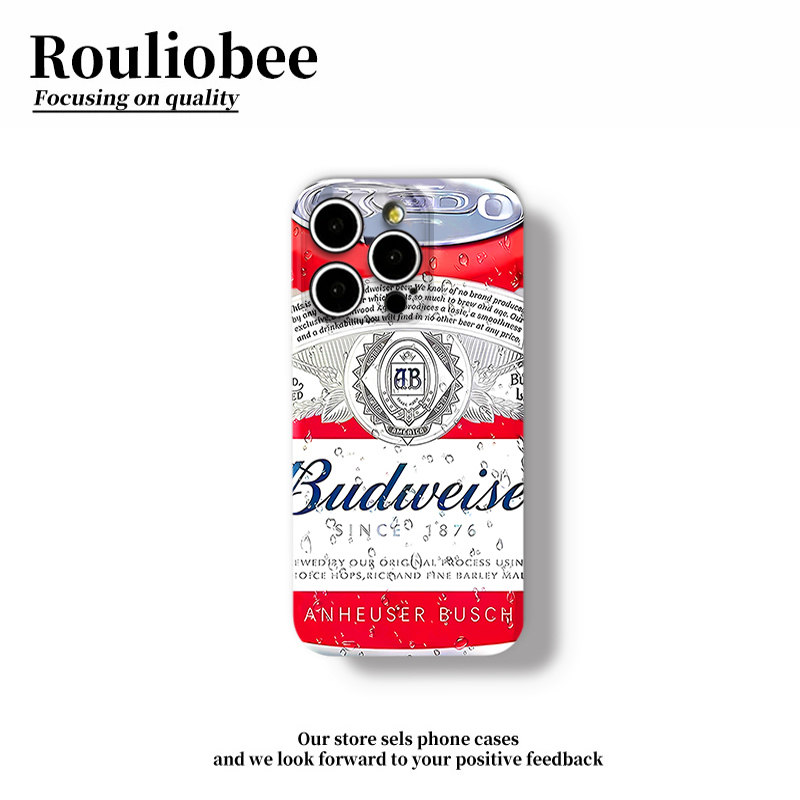 百威啤酒适用苹果16promax手机壳iphone14PRO华为mate60pro新款Pura70荣耀300女reno13保护套vivos20硬小米15