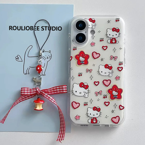 小红花猫咪酱适用苹果16promax手机壳iphone14华为mate60pro奶油Pura70荣耀300女reno13保护套vivos20小米15