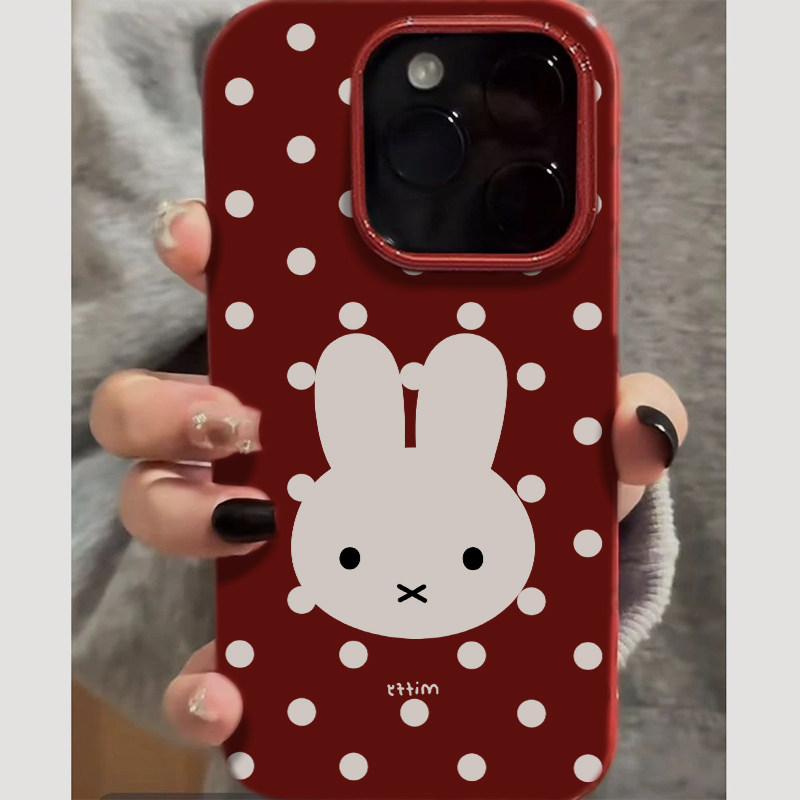 红波点米菲兔适用苹果16promax手机壳iPhone17pro红色ip15pro马年14女13卡通xsmax新款12防摔11硅胶xr保护套