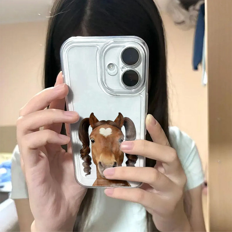 抽象双马尾小马适用苹果17/16promax手机壳iPhone15华为mate60pro透明Pura70荣耀300女reno13保护套s20小米17