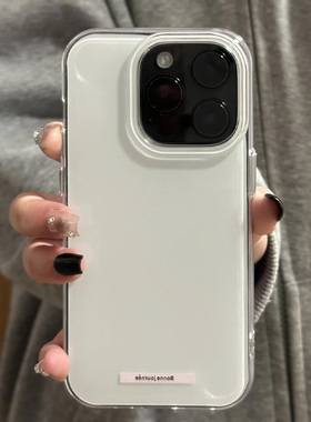 纯白色英文适用苹果16promax手机壳iphone14PRO华为mate60pro奶油Pura70荣耀300女reno13保护套vivos20小米15