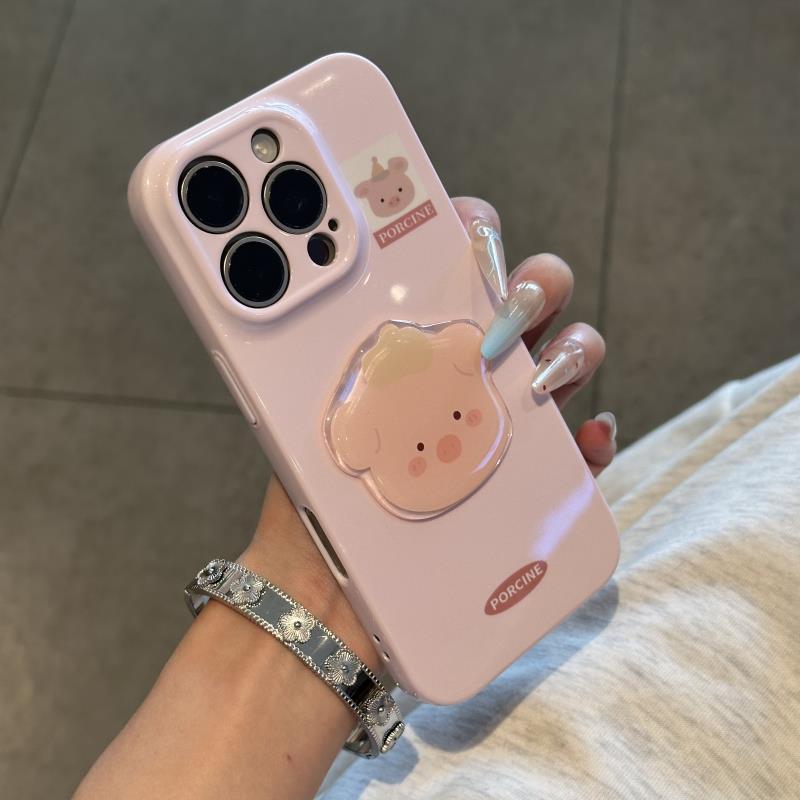 可爱粉猪贴片适用苹果16promax手机壳iphone14PRO华为mate60pro菲林壳Pura70荣耀300女reno13保护套s20小米15