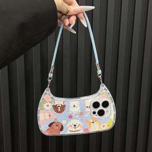 春日满屏小狗手拎包挂绳适用iphone16promax苹果15手机壳14pro可爱13小众12女15pro防摔16plus硅胶11保护套软