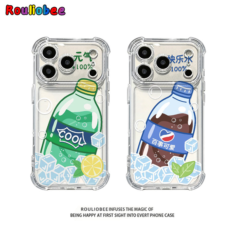 雪碧可乐汽水适用苹果17promax手机壳华为Mate80pro透明Pura90荣耀600防摔OPPOReno15保护套VIVOX300女小米17