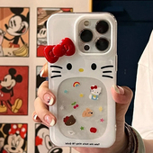 大嘴巴Kitty蝴蝶结适用苹果16promax手机壳iphone14华为mate60pro大孔Pura70荣耀300女reno13保护套s20小米15