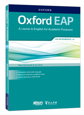 【新东方旗舰】牛津学术英语教材OXFORD EAP B1 SB ORIENTAL VISION (CN) 前途出国 听说读写技能原版 应用于大学基础至研究生课程