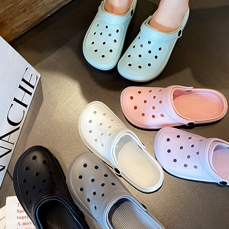 洞洞鞋女2024新款eva厚底沙滩鞋外穿夏季包头凉鞋防滑洗澡踩屎感