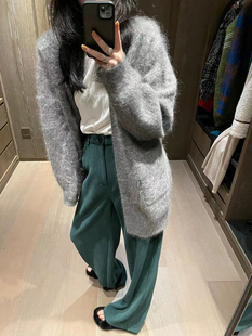 MACQNF秋冬2023高品质洋气单排扣长袖 外套女MQ89096 马海绒开衫