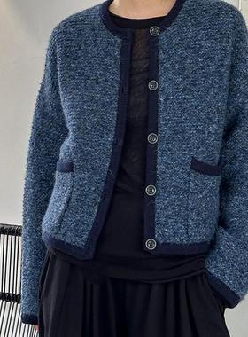 MACQNF29368MQ简约精致休闲百搭气质小香风花色羊毛开衫外套女