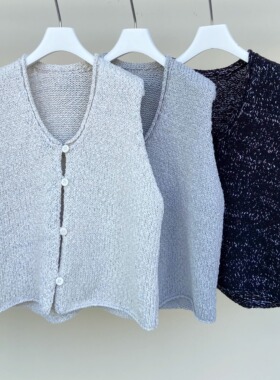 MACQNF89290MQ高品质时尚韩版宽松显瘦V领针织马夹开衫马甲女