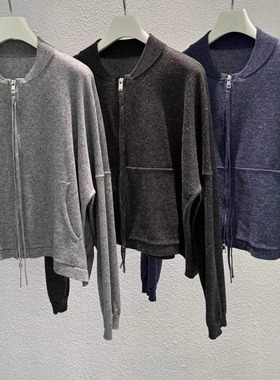 MACQNF29521MQ高品质雪点亚麻开衫女棒球领拉链长袖外搭