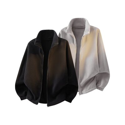 「设计师品牌」春摇粒绒新款纯色长袖保暖卫衣夹克外套冲锋衣内胆