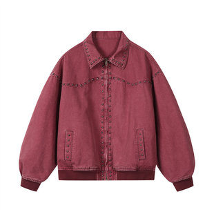 「设计师品牌」水洗牛仔外套男款式痞帅上衣服宽松休闲工装夹克