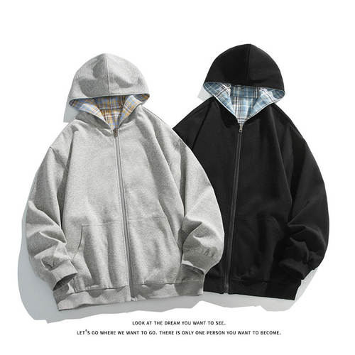 「设计师品牌」双面穿开衫卫衣长袖情侣宽松休闲百搭上衣外套