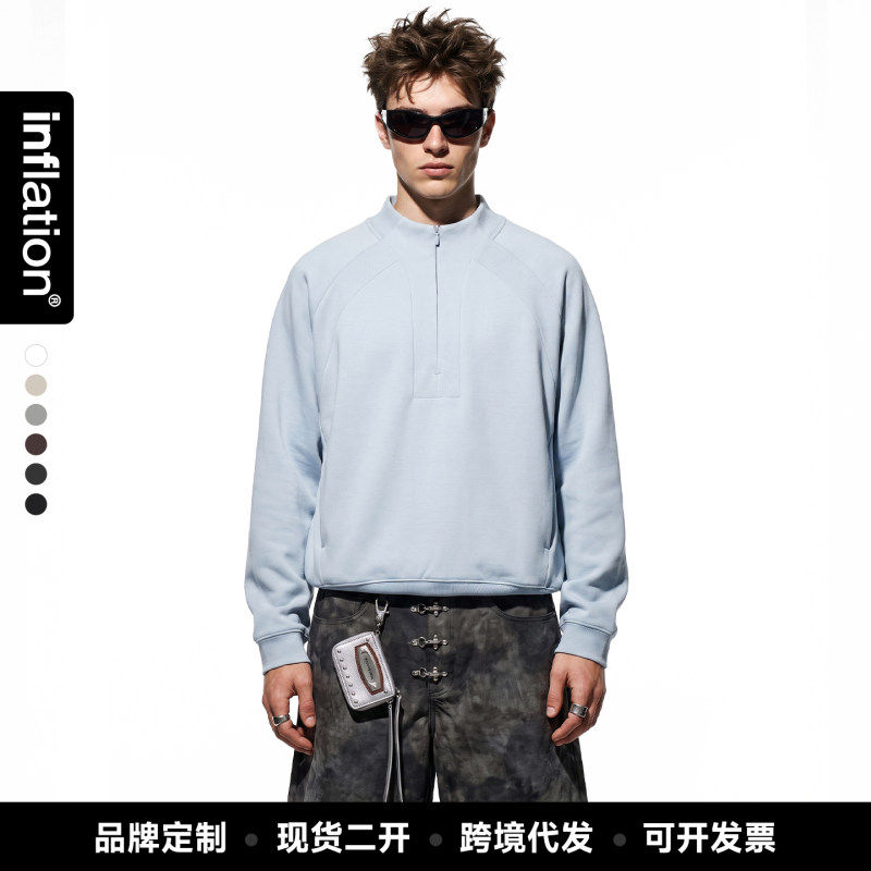 LYCRA®莱卡珠地弹力卫衣2026秋冬季新品半拉链防风外套