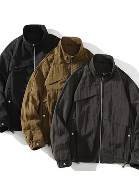 「设计师品牌」春季新款 阔版纯色立领夹克