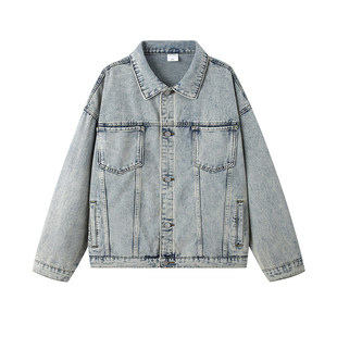 「设计师品牌」经典 街头潮流百搭上衣 牛仔水洗工艺宽松外套美式