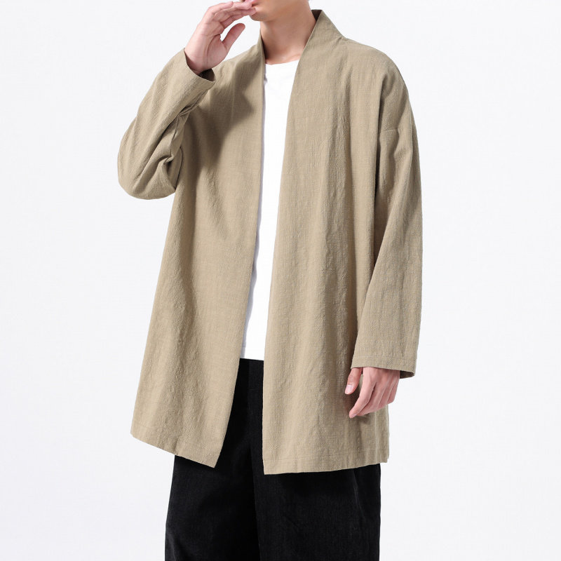 「设计师品牌」中国风改良汉服立领道袍宽松中长款简约开衫外套