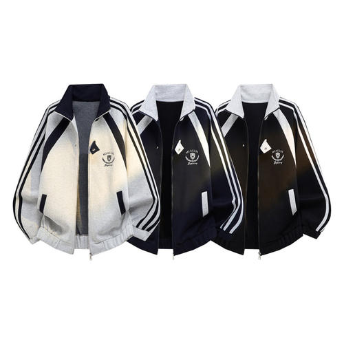 「设计师品牌」420g重磅-高品质-条纹设计感大码保暖卫衣外套男