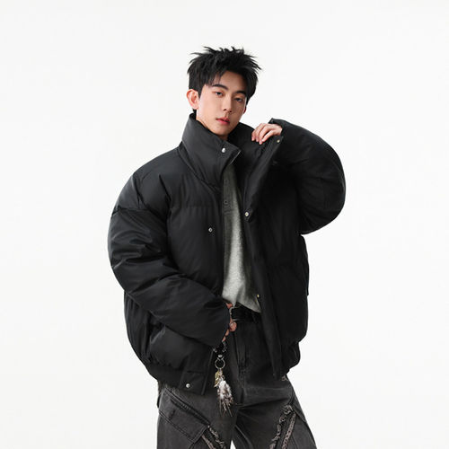 「设计师品牌」防水防污立领pu皮棉服