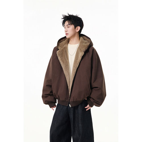 「设计师品牌」冬季新款百搭双面穿棉衣外套