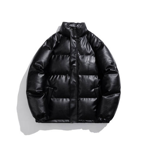 「设计师品牌」鳄鱼纹钢印字母图案设计大码休闲潮流棉衣男