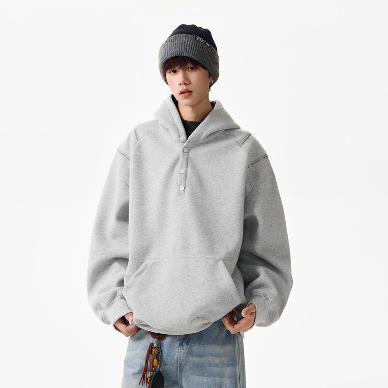 「设计师品牌」重磅420克65棉长袖套头简约宽松纯色卫衣秋季新款