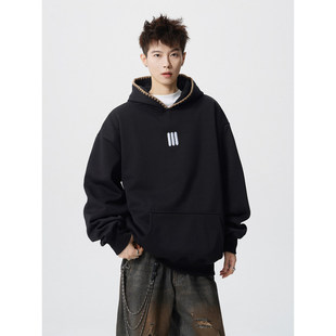 「设计师品牌」重磅刺绣连帽卫衣男秋季潮牌设计感痞帅帽衫外套