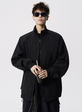 「设计师品牌」春季外套宽松大码潮流青年男士立领夹克男装休闲