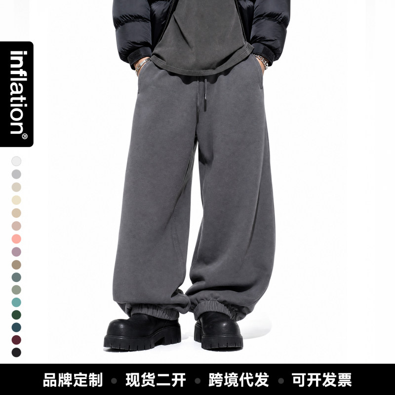美式26冬季新品加绒加厚10色抓绒卫衣卫裤男女
