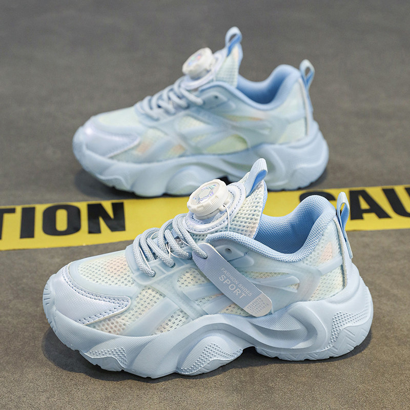 2026春季爆款儿童双网面透气男童鞋女童轻便防滑休闲运动鞋旋转扣