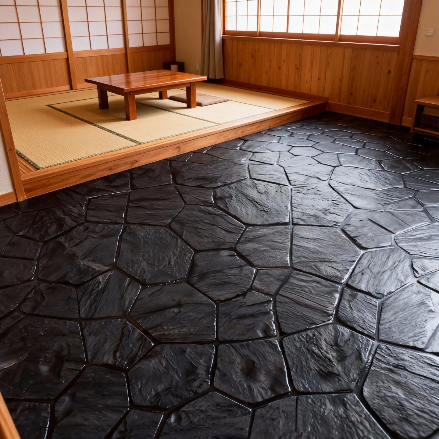 定做仿复古地砖青石砖黑色地板革贴纸加厚耐磨防水地贴PVC塑胶垫,家装主材,地板革,淘宝优惠券,粉丝福利购,淘宝优惠卷