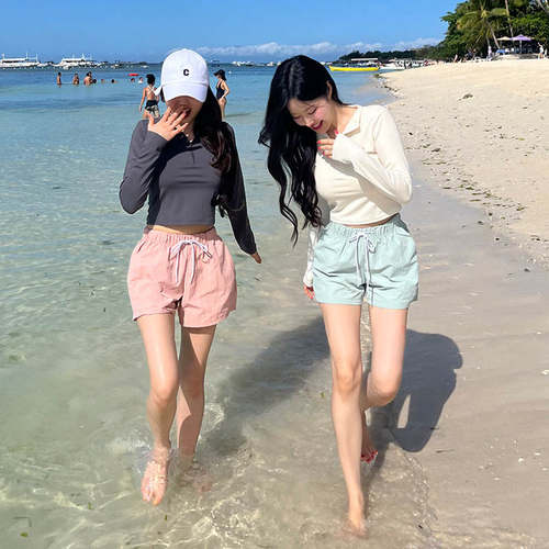 韩国保守平角长袖防晒闺蜜泳衣女