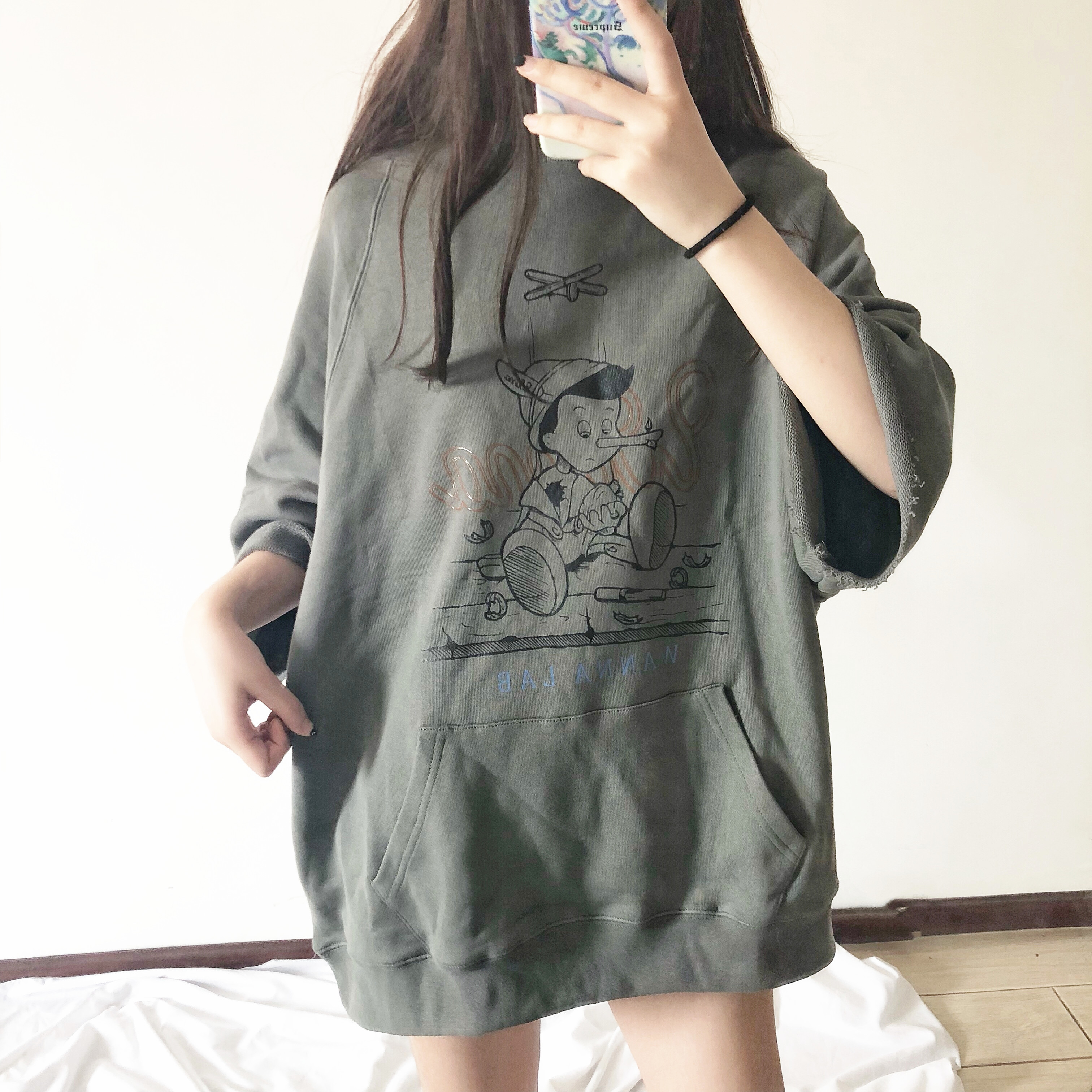 匹诺曹连帽卫衣短袖情侣半袖帽衫