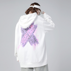 SSURPLUS联名PCMY刷漆渐变连帽卫衣男女情侣宽松嘻哈涂鸦套头帽衫