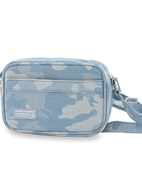 SKRM复古迷彩牛仔斜挎包可调节单肩包情侣休闲饭盒包胸包蹦迪包男