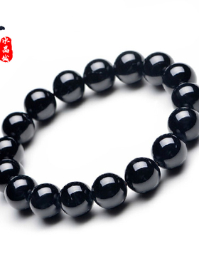 黑碧玺圆珠手链民作风小众手串