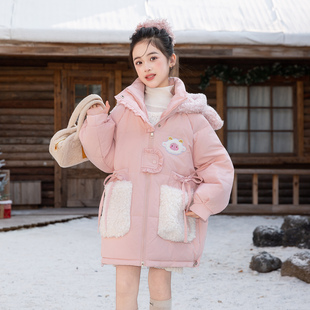 女童公主风羽绒服2025新款中长款加厚中大童加厚童装可爱冬季外套