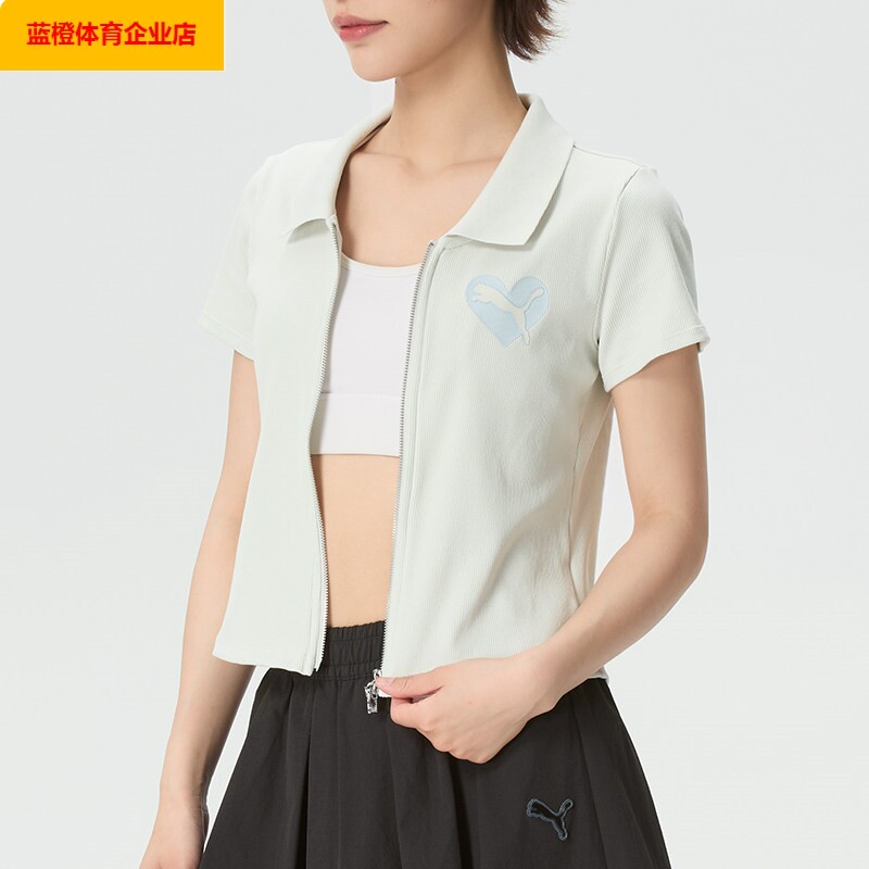 PUMA短袖女装夏季新款翻领POLO衫开衫T恤衫运动服637466