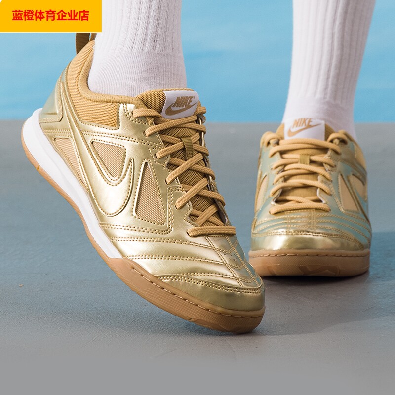 NIKE耐克女鞋复古薄底鞋GATO金色大童鞋复古运动鞋板鞋II7084