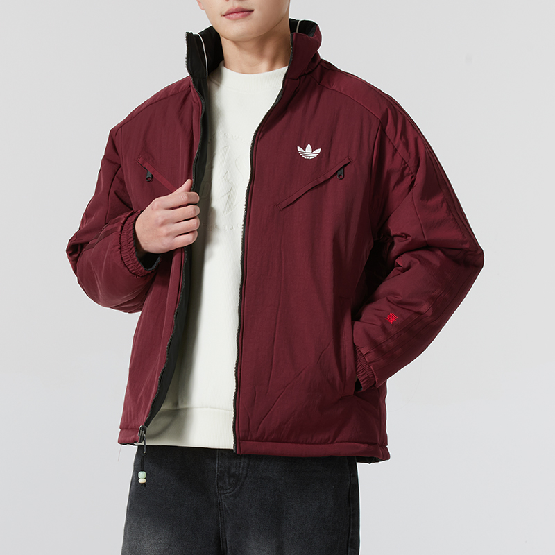 阿迪达斯三叶草双面穿棉服男冬季新款保暖外套立领运动服KA0821