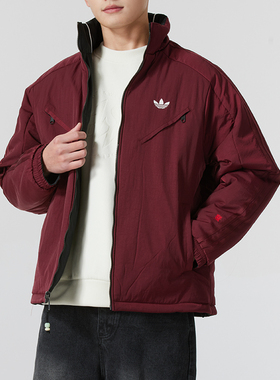 阿迪达斯三叶草双面穿棉服男冬季新款保暖外套立领运动服KA0821