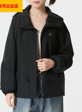 阿迪达斯女装2025新款运动服梭织连帽夹克跑步健身训练防风KS2807