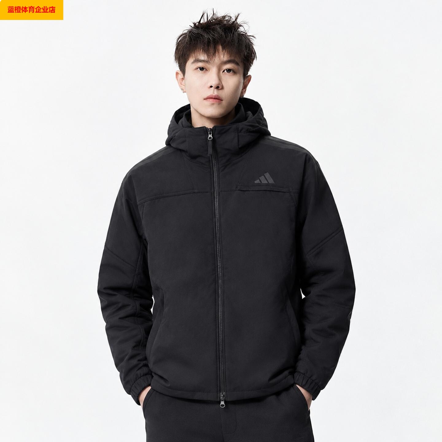 男秋新款运动服加绒梭织连