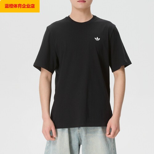 阿迪达斯三叶草男装 2026新款运动服跑步休闲短袖T恤JW0038