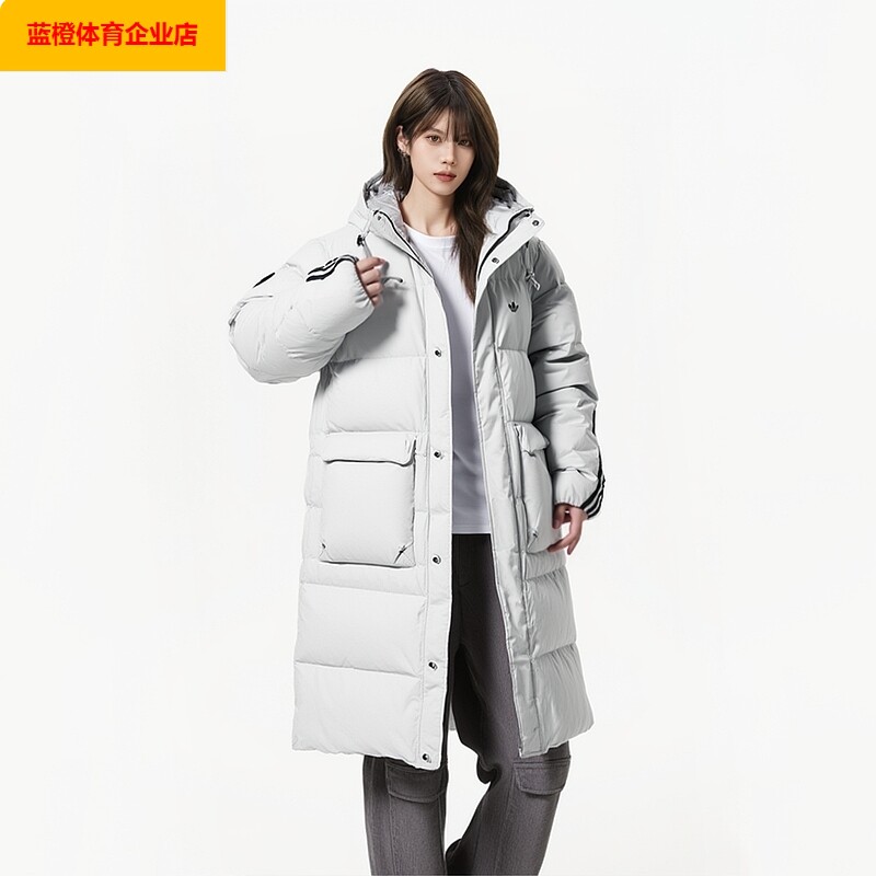 阿迪达斯三叶草长款羽绒服男装女装2025新款户外保暖外套KC2566