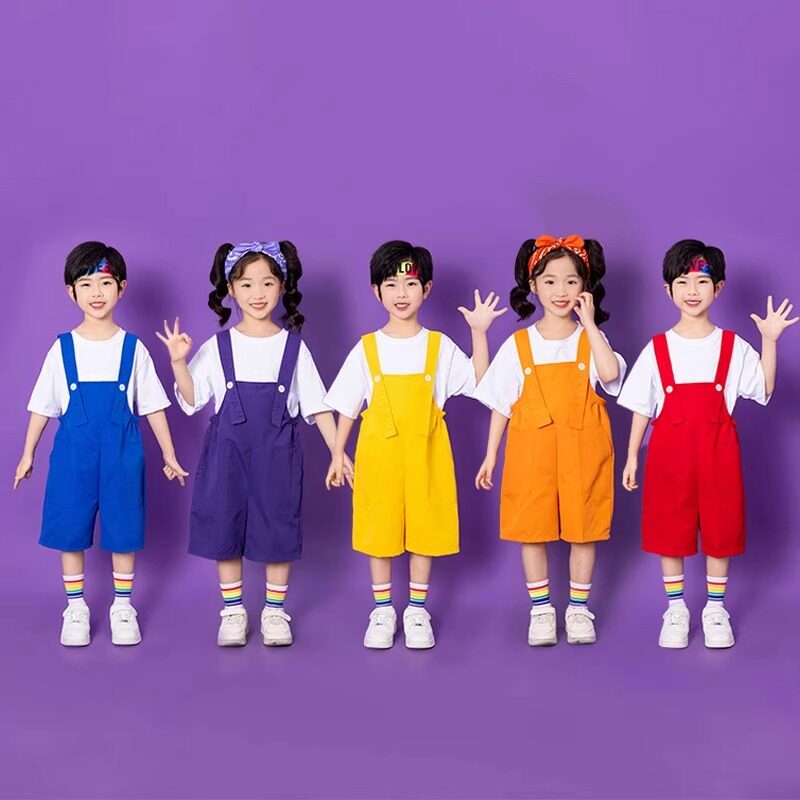 六一儿童啦啦队演出服男女通用背儿童演出服