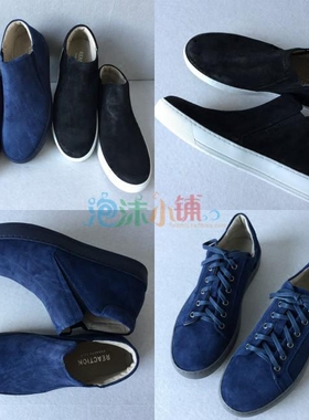 深色平底鞋 KENNETH COLE REACTION 男士真皮一脚蹬低帮休闲板鞋